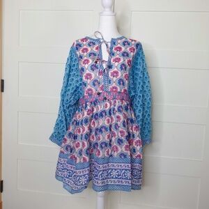 Oliphant Dress NWT Tie Front Balloon Mini Iris Blue long sleeves flare dress